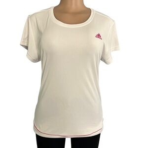 Adidas White and Pink Galaxy Short Sleeve Shirt